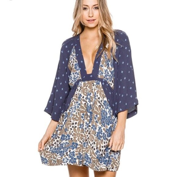 Free People Talulla printed floral mini dress - Picture 1 of 4